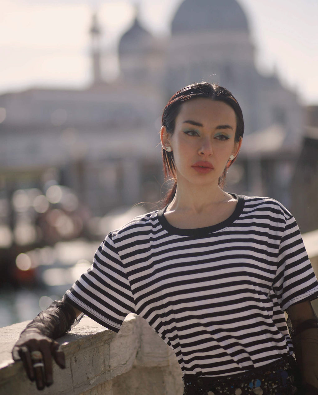 Model wearing the Black Rialto T-Shirt